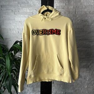 OVERTIME Basketball League Yellow Embroidered Words hoodie Size M